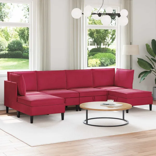 Ensemble de meubles pour le salon 6 pcs Bordeaux Velours