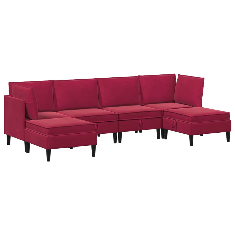 Ensemble de meubles pour le salon 6 pcs Bordeaux Velours - 2