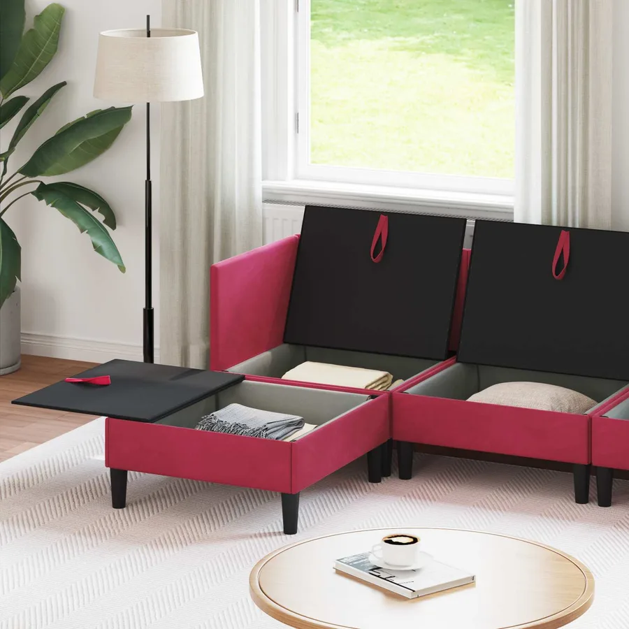 Ensemble de meubles pour le salon 6 pcs Bordeaux Velours - 3