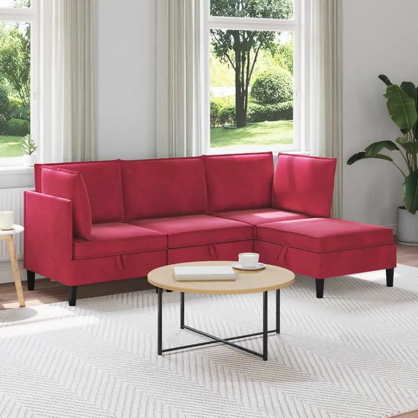 Ensemble de meubles pour le salon 4 pcs Bordeaux Velours