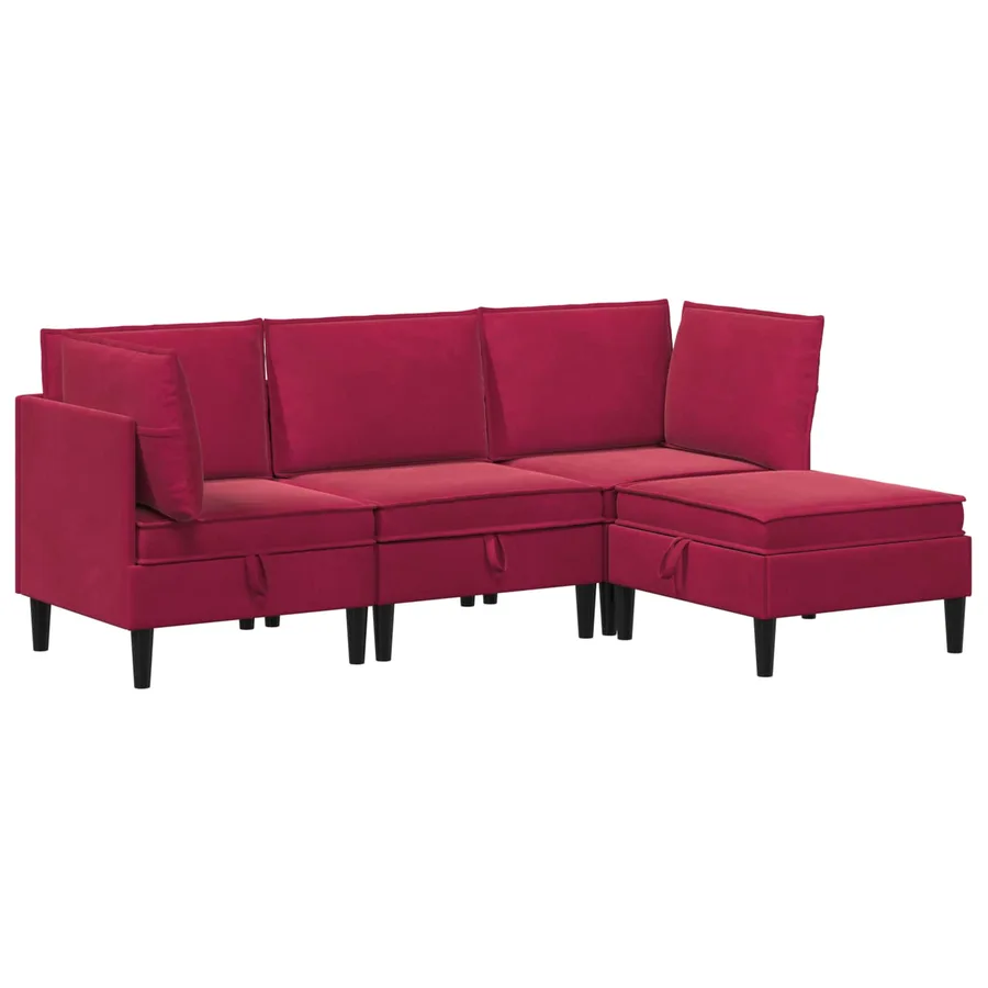Ensemble de meubles pour le salon 4 pcs Bordeaux Velours - 2