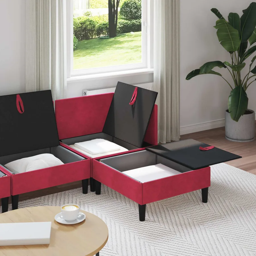 Ensemble de meubles pour le salon 4 pcs Bordeaux Velours - 3