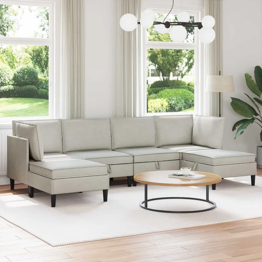 Ensemble de meubles pour le salon 6 pcs Crème Velours