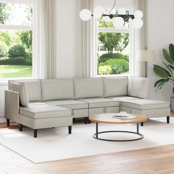 Ensemble de meubles pour le salon 6 pcs Crème Velours