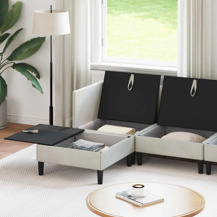 Ensemble de meubles pour le salon 6 pcs Crème Velours - 3
