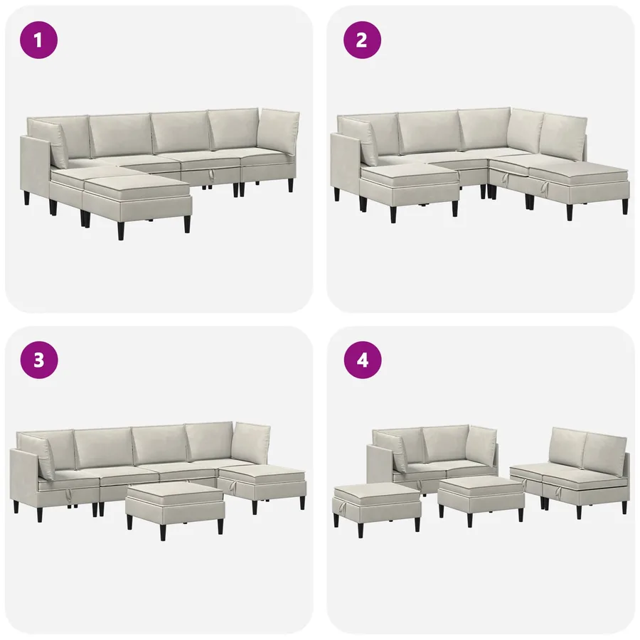 Ensemble de meubles pour le salon 6 pcs Crème Velours - 9