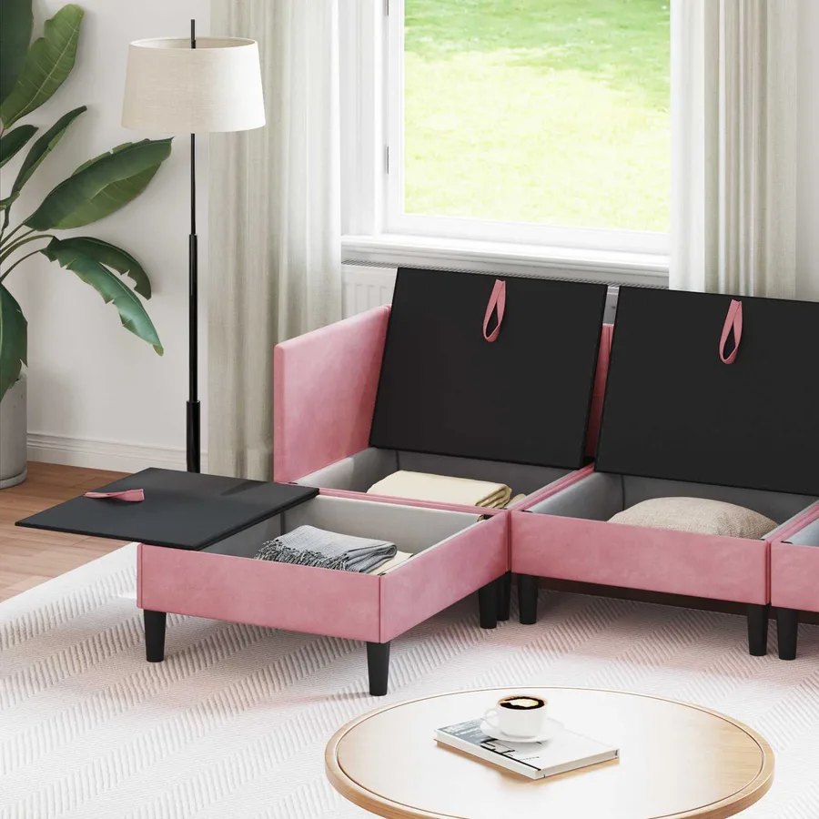 Ensemble de meubles pour le salon 5 pcs Rose Velours - 3