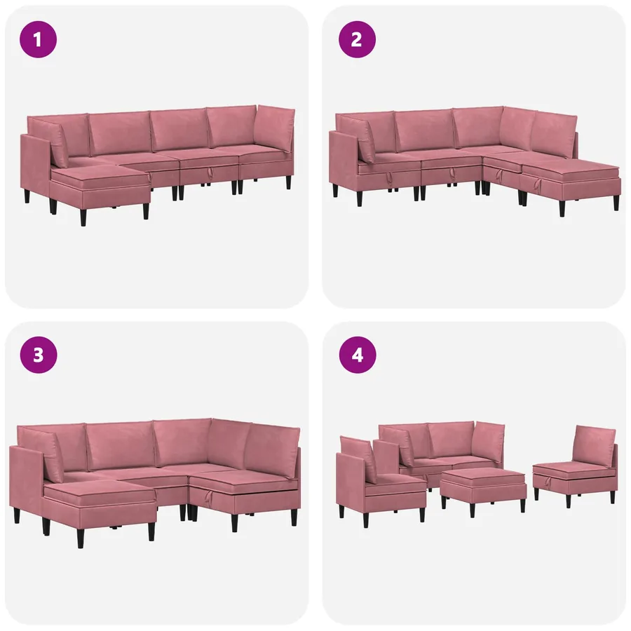 Ensemble de meubles pour le salon 5 pcs Rose Velours - 9