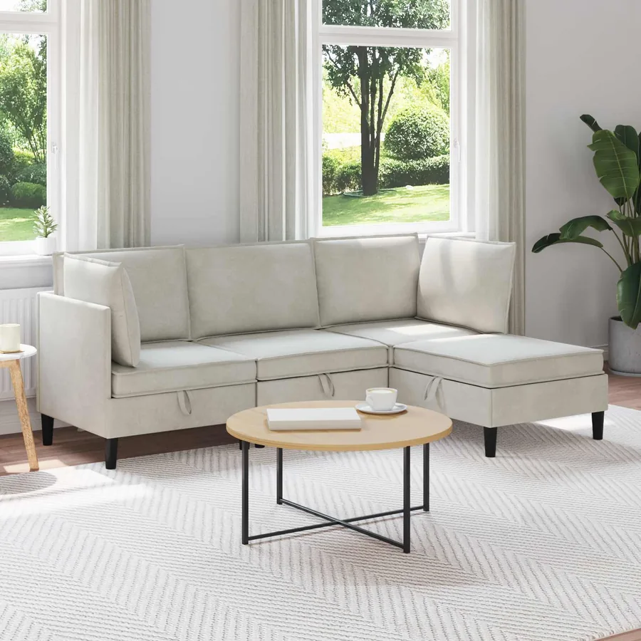 Ensemble de meubles pour le salon 4 pcs Crème Velours
