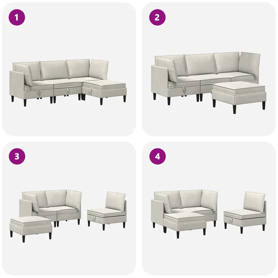 Ensemble de meubles pour le salon 4 pcs Crème Velours - 11