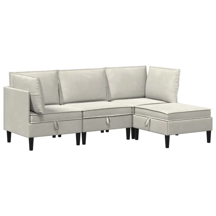 Ensemble de meubles pour le salon 4 pcs Crème Velours - 2