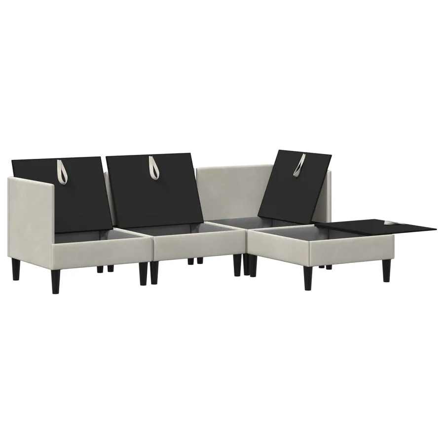 Ensemble de meubles pour le salon 4 pcs Crème Velours - 7
