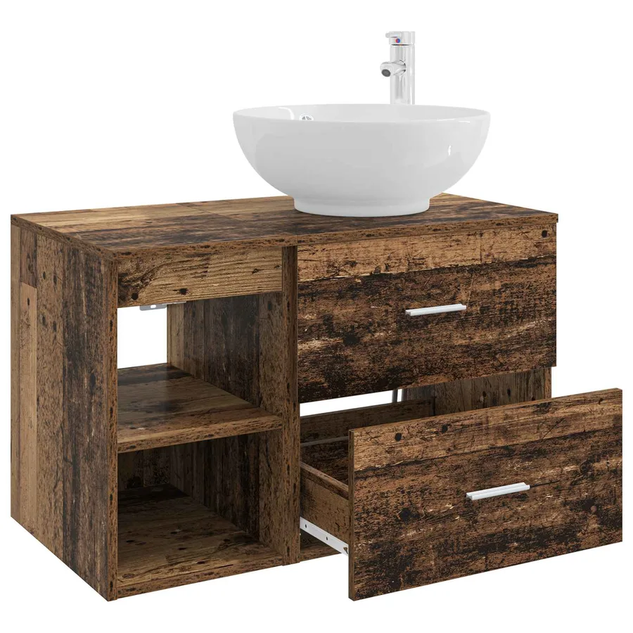 Ensemble de mobilier de salle de bain 2 pcs Bois ancien - 4