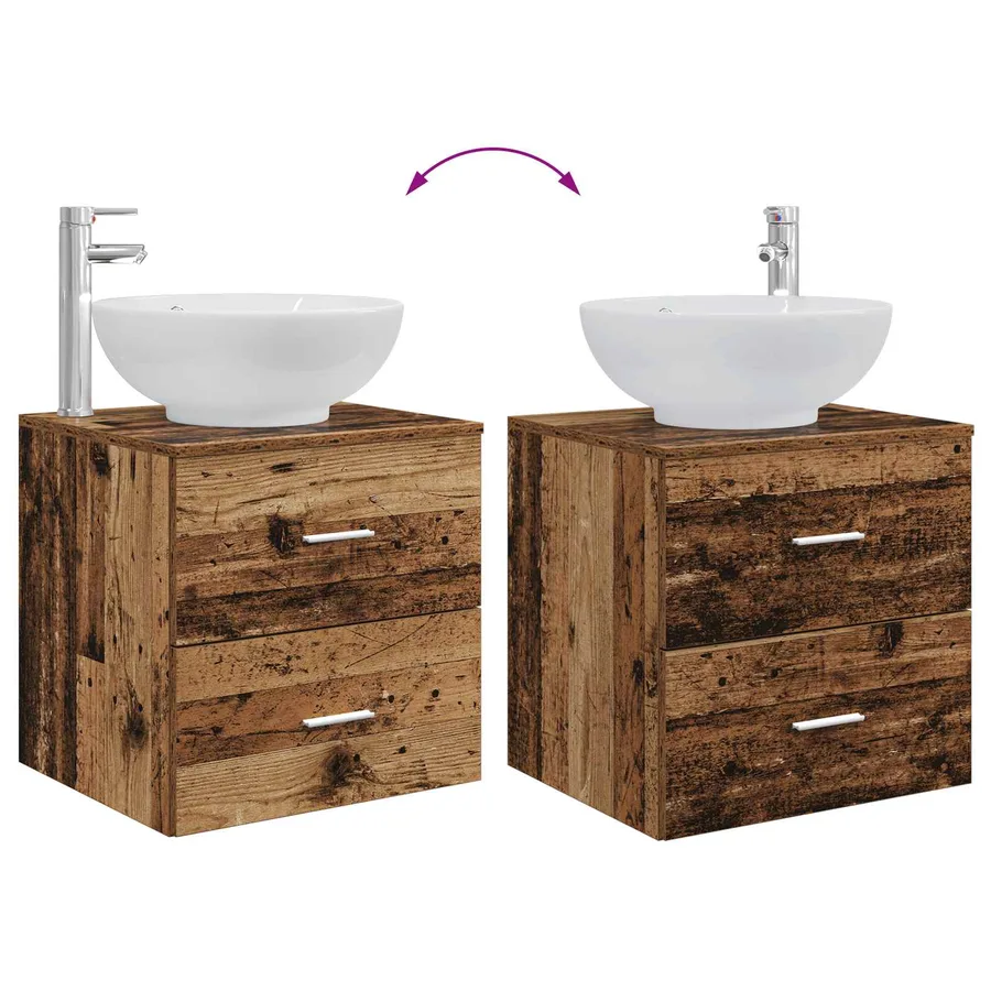 Ensemble de mobilier de salle de bain 2 pcs Bois ancien - 9