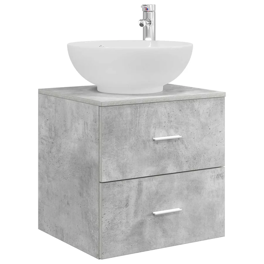 Vanité de lavabo mural Gris béton 49,5 x 44,5 x 66,5 cm - 2