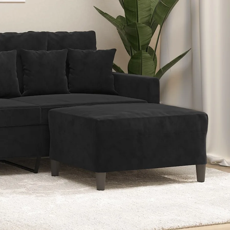 Repose-pied Noir 70x55x41 cm Velours