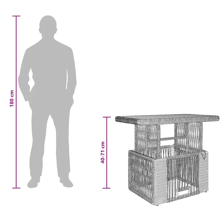 Ensemble de salle à manger pour jardin 3 pcs Beige et crème - 12