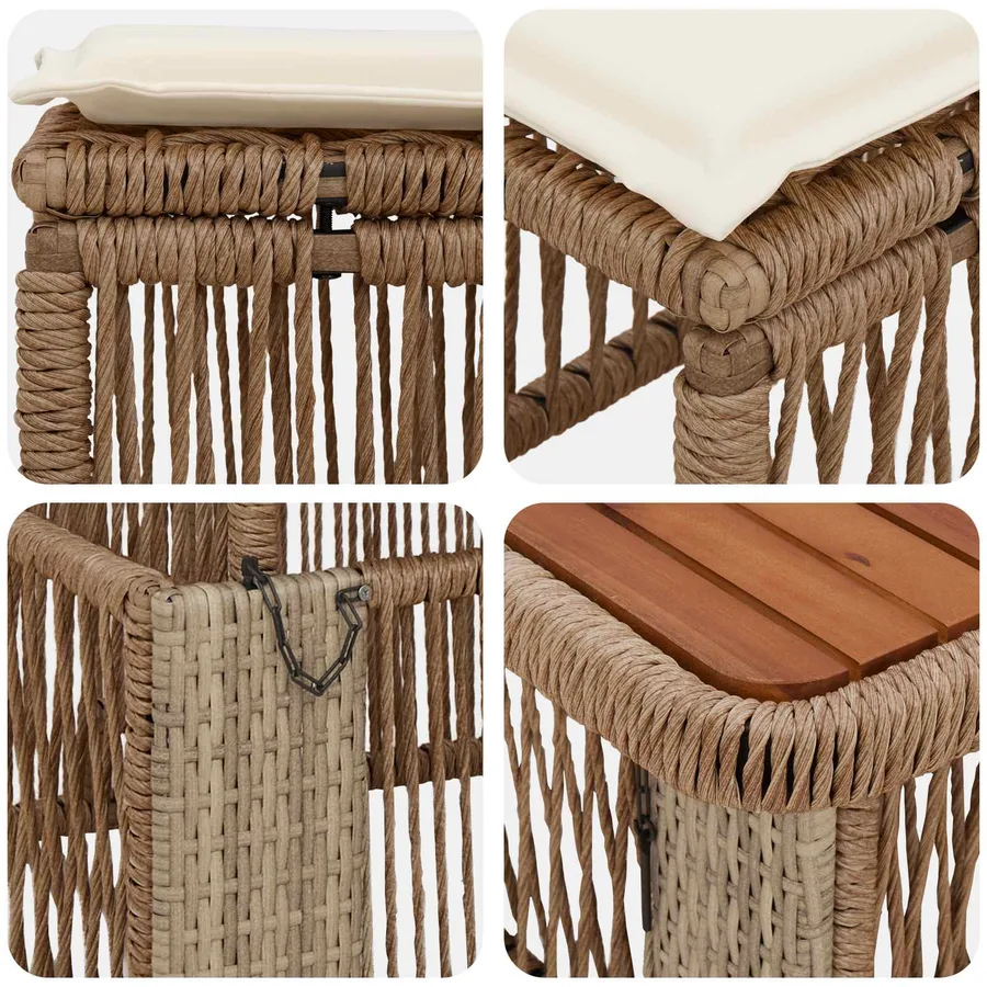 Ensemble de salle à manger pour jardin 3 pcs Beige et crème - 7