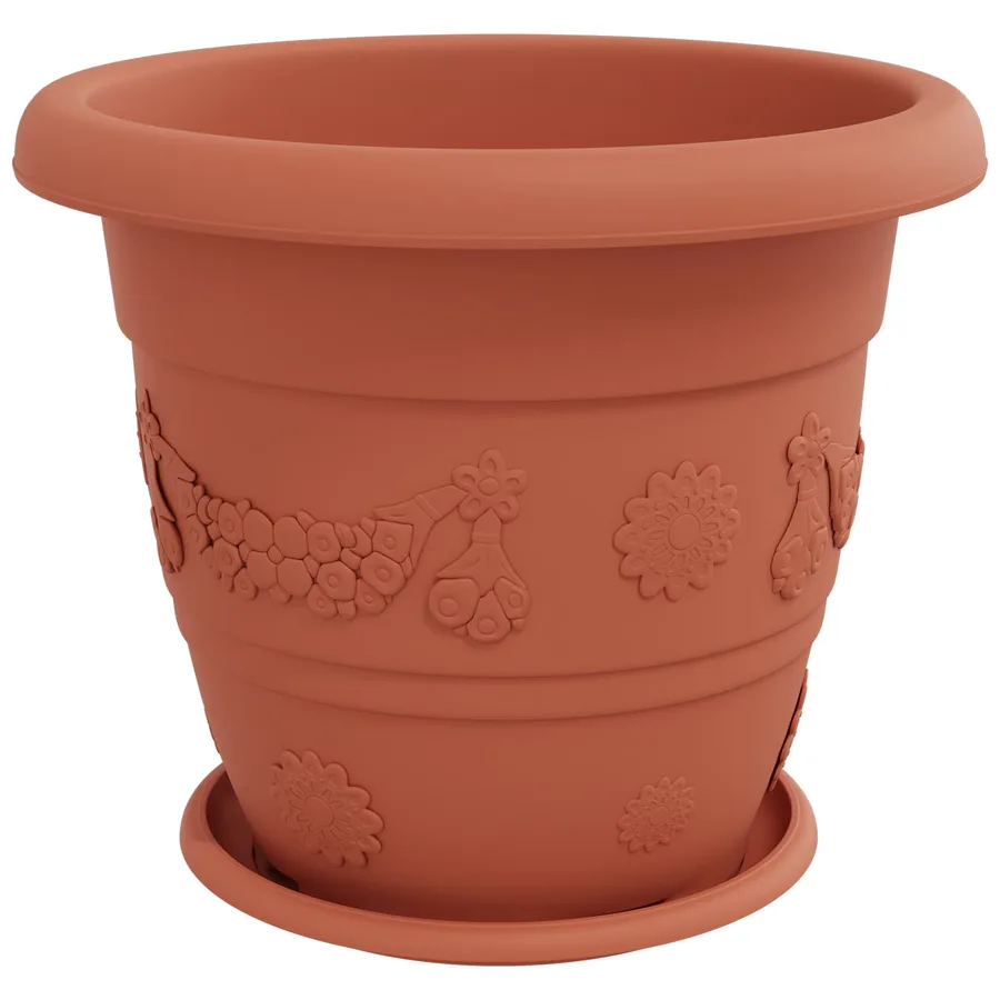 Pots de plantes 6 pcs Rouge brique Ø 39 x 32 cm Plastique - 5