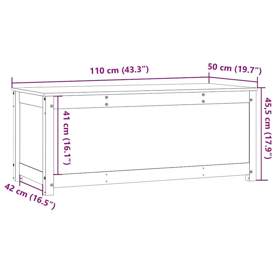 Boîte de rangement 110x50x45,5 cm Bois massif de pin - 12