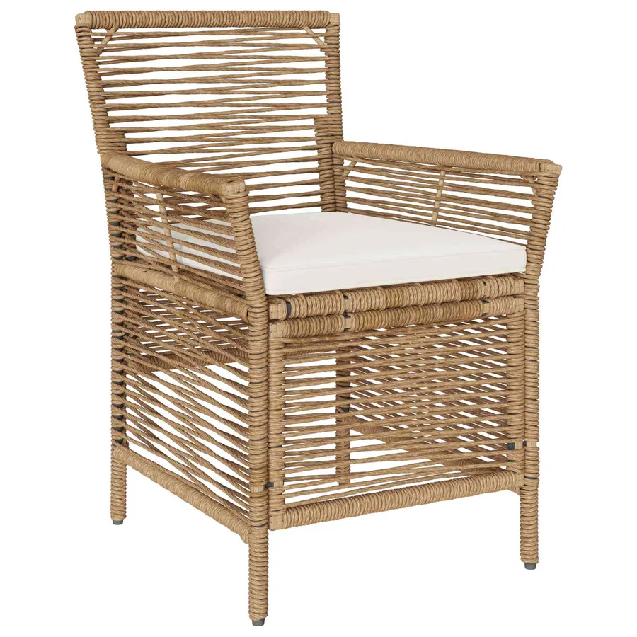 Chaise d'Extérieur avec coussin 2 pcs Beige et crème polyrotin - 3