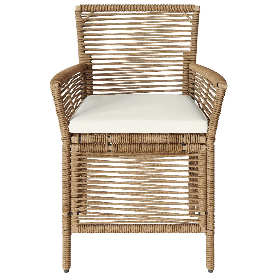 Chaise d'Extérieur avec coussin 2 pcs Beige et crème polyrotin - 5