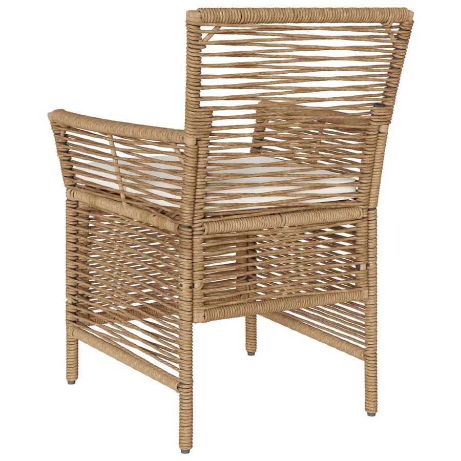 Chaise d'Extérieur avec coussin 2 pcs Beige et crème polyrotin - 7
