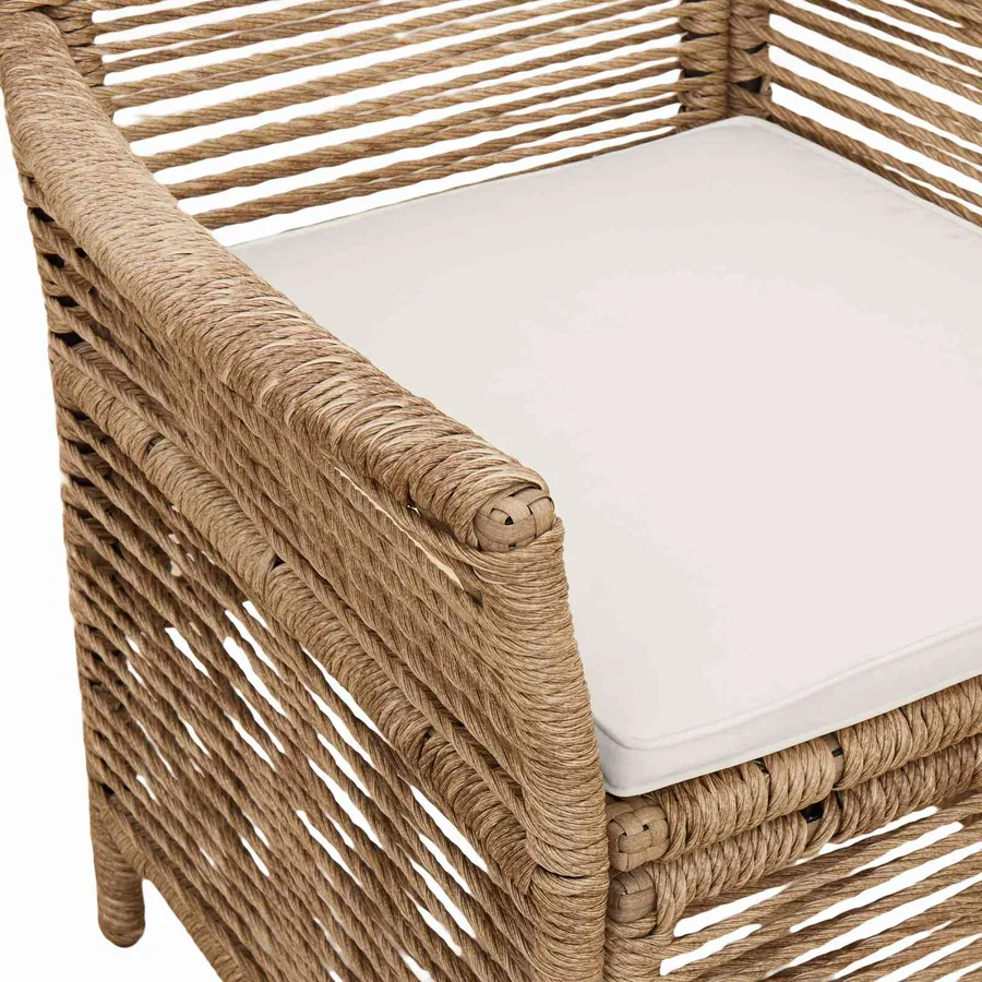 Chaise d'Extérieur avec coussin 2 pcs Beige et crème polyrotin - 9