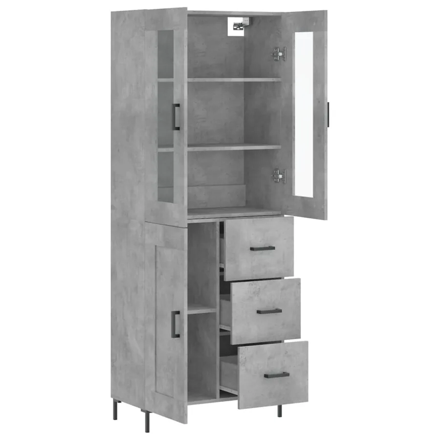 Buffet haut Gris béton 69,5x34x180 cm Bois d'ingénierie - 4