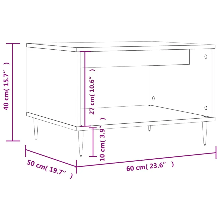 Table basse gris béton 60x50x40 cm bois d'ingénierie - 9