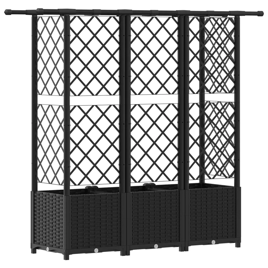 Lit Élevé avec Treillis et Toit Noir 163,5 x 40 x 136 cm PP - 5