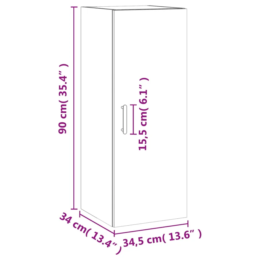 Armoire murale chêne fumé 34,5x34x90 cm - 14