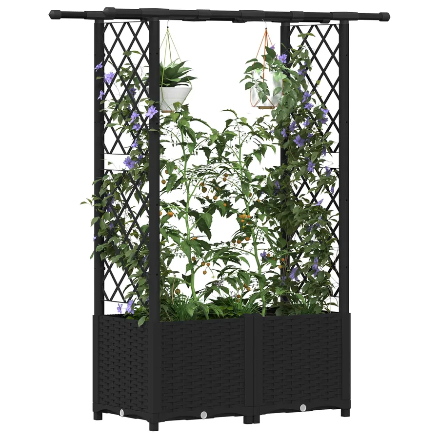 Lit Élevé avec Treillis et Toit Noir 124,5 x 40 x 136 cm PP - 3