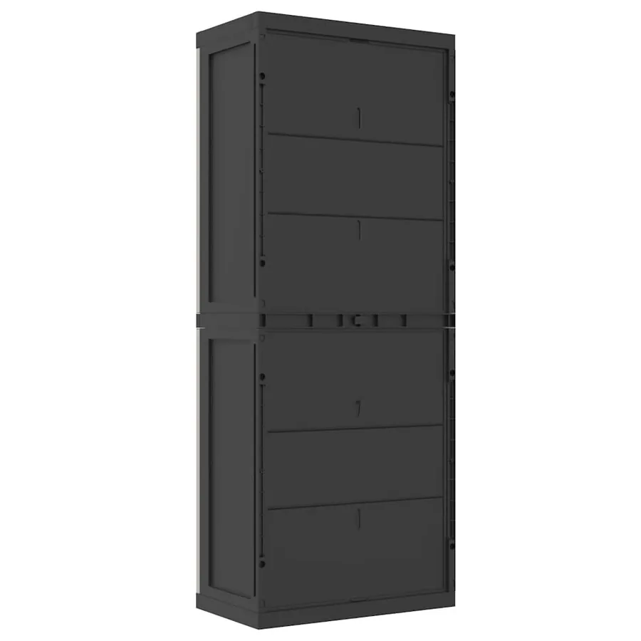 Armoire de rangement d'extérieur gris et noir 65x37x165 cm PP - 8