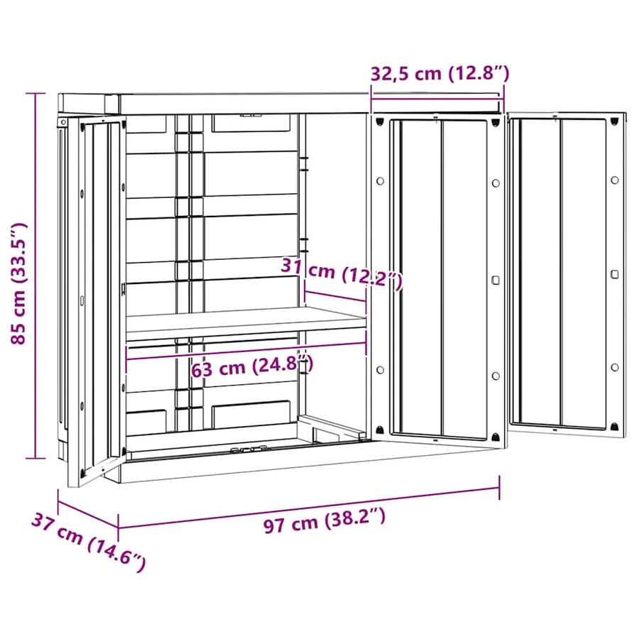 Armoire de rangement d'extérieur gris et noir 97x37x85 cm PP - 12
