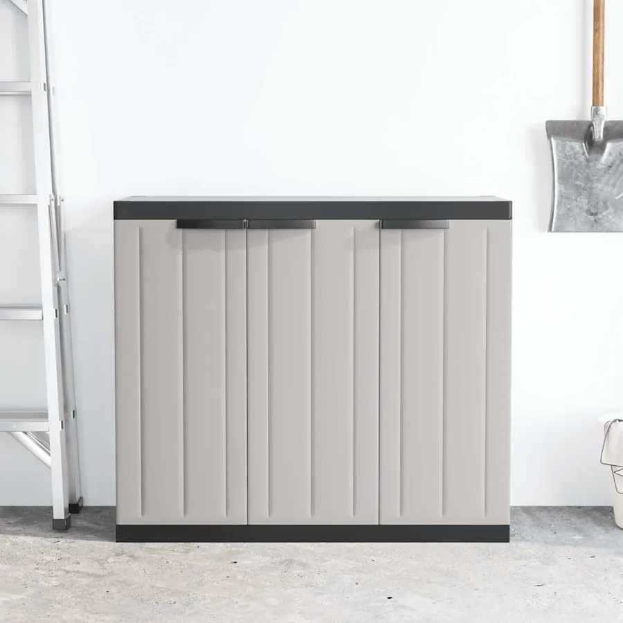 Armoire de rangement d'extérieur gris et noir 97x37x85 cm PP - 3