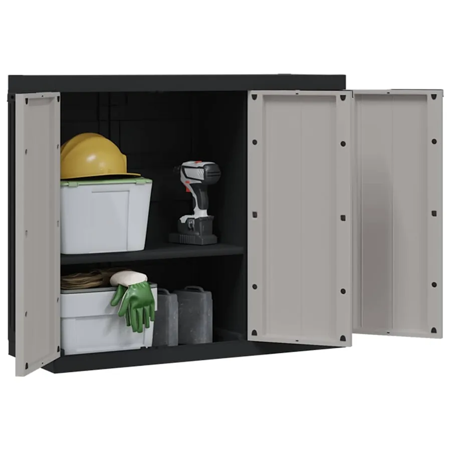 Armoire de rangement d'extérieur gris et noir 97x37x85 cm PP - 4