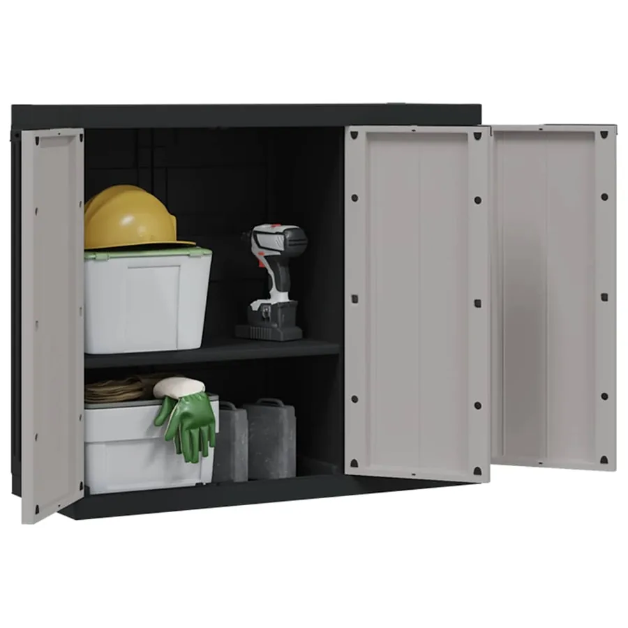 Armoire de rangement d'extérieur gris et noir 97x37x85 cm PP - 6