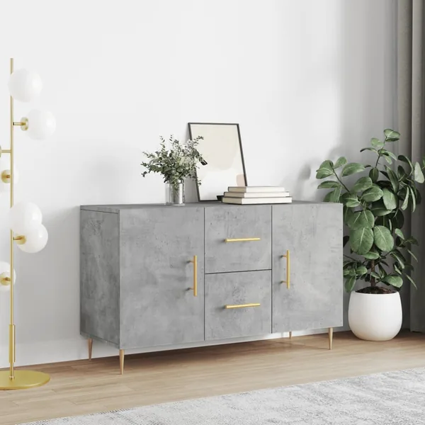 Buffet gris béton 100x36x60 cm bois d'ingénierie