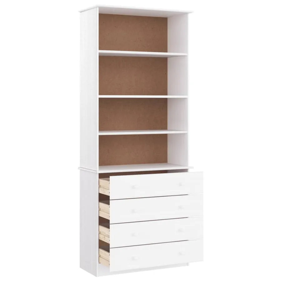 Bibliothèque tiroirs ALTA blanc 77x35x186,5cm bois massif pin - 4