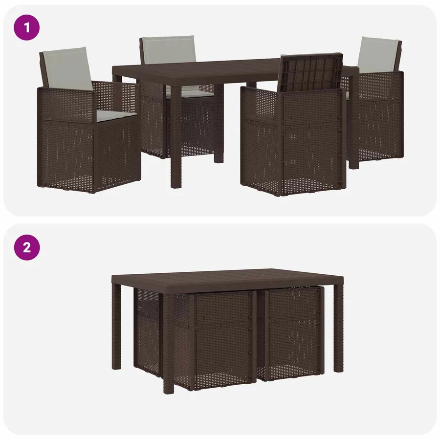 Ensemble de salle à manger pour jardin avec coussin 5 pcs PP - 10