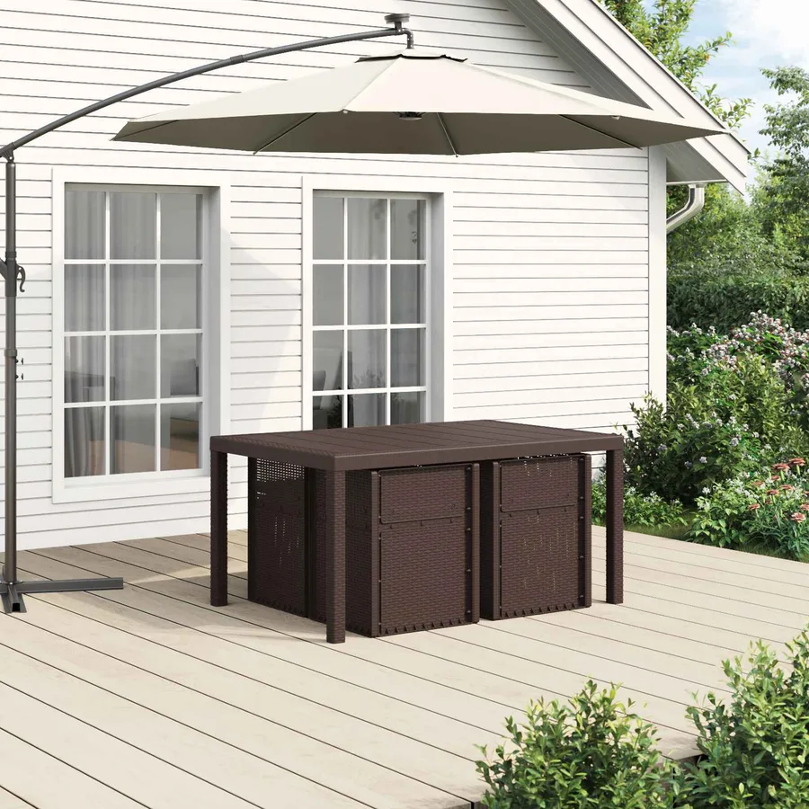 Ensemble de salle à manger pour jardin avec coussin 5 pcs PP - 4