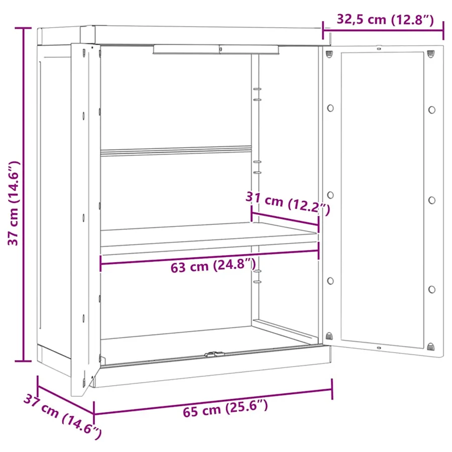 Armoire de rangement d'extérieur gris et noir 65x37x85 cm PP - 12
