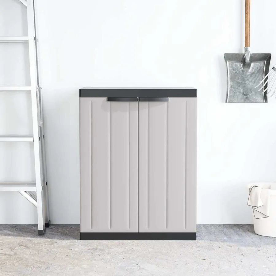 Armoire de rangement d'extérieur gris et noir 65x37x85 cm PP - 3