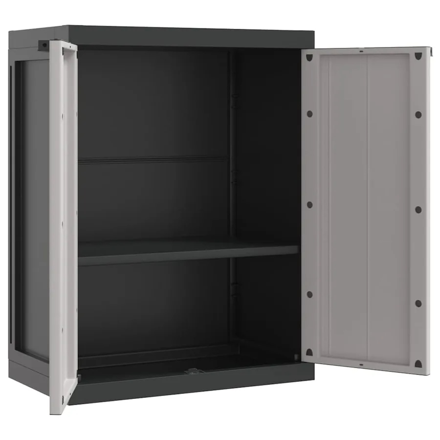 Armoire de rangement d'extérieur gris et noir 65x37x85 cm PP - 6