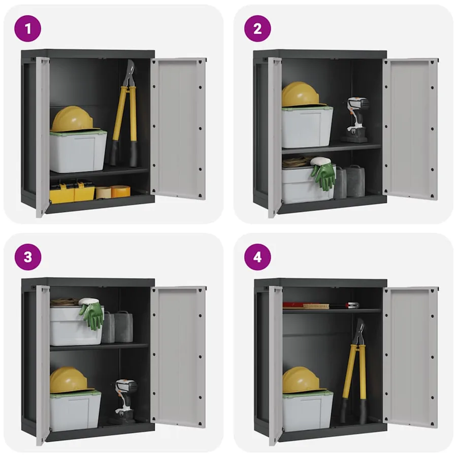 Armoire de rangement d'extérieur gris et noir 65x37x85 cm PP - 9