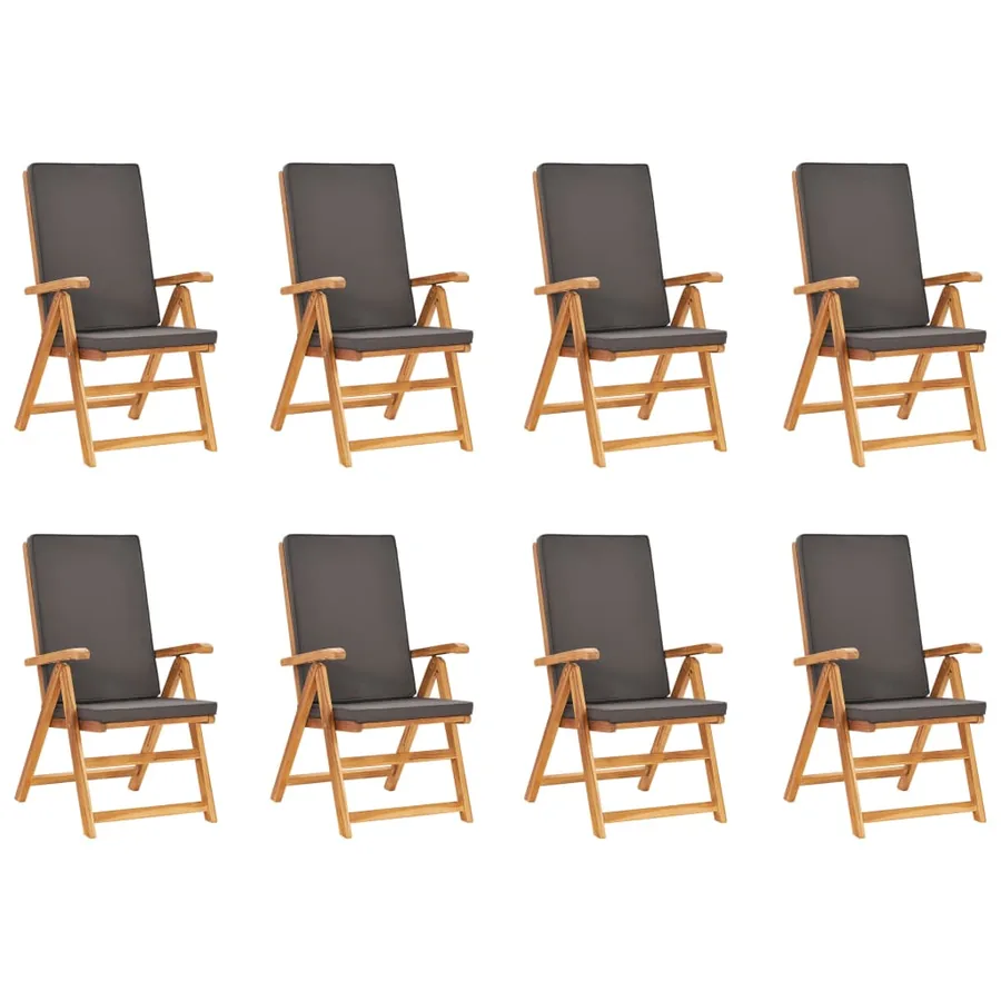 Ensemble à manger de jardin 9pcs coussins Bois teck massif Gris - 6