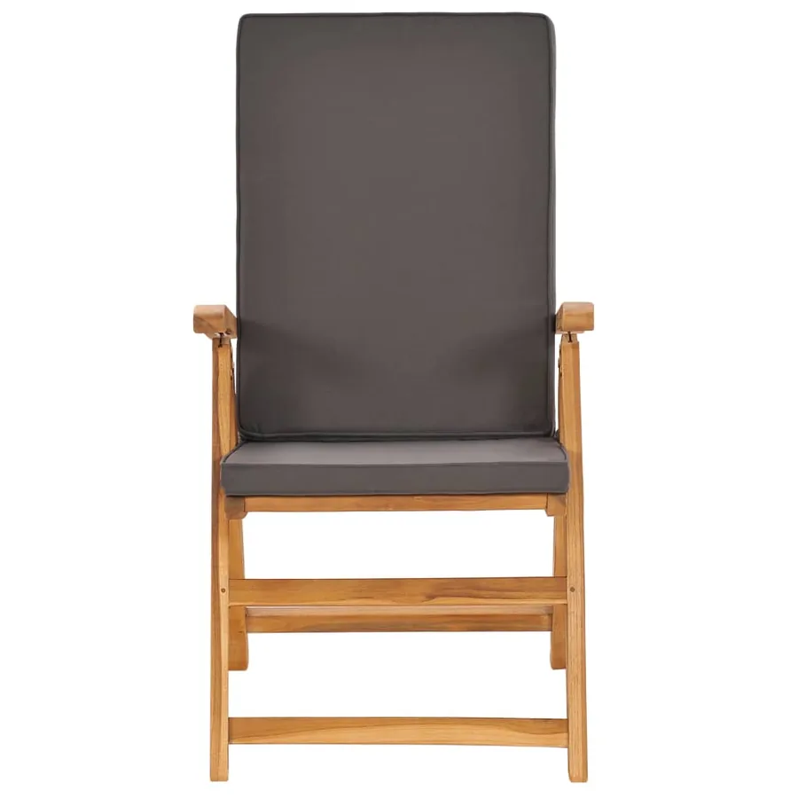 Ensemble à manger de jardin 9pcs coussins Bois teck massif Gris - 8