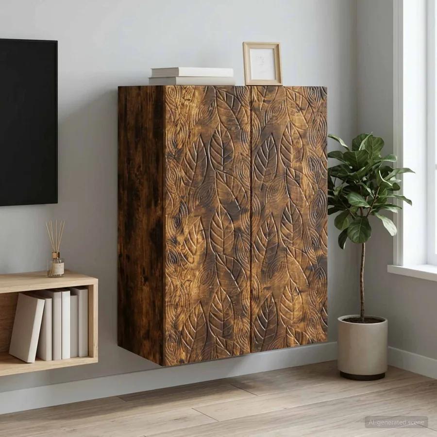 Armoire Murale Chêne fumé 66 x 34,5 x 90 cm Bois d'ingénierie