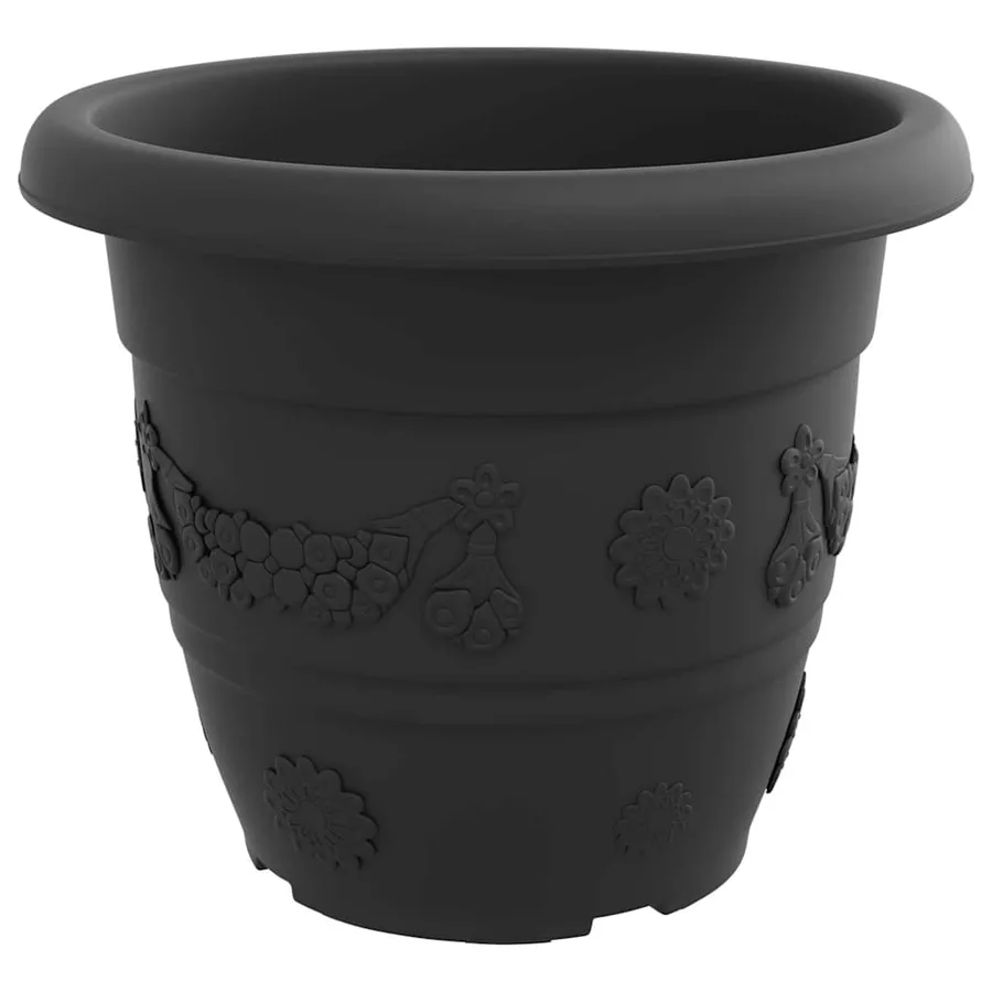 Pot à fleurs rond 24 pcs Noir Ø 34 x 28 cm Plastique - 5